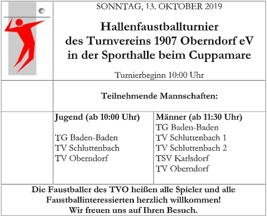 Hallenfaustballturnier am 13. Oktober