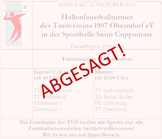 Absage des Faustballturniers