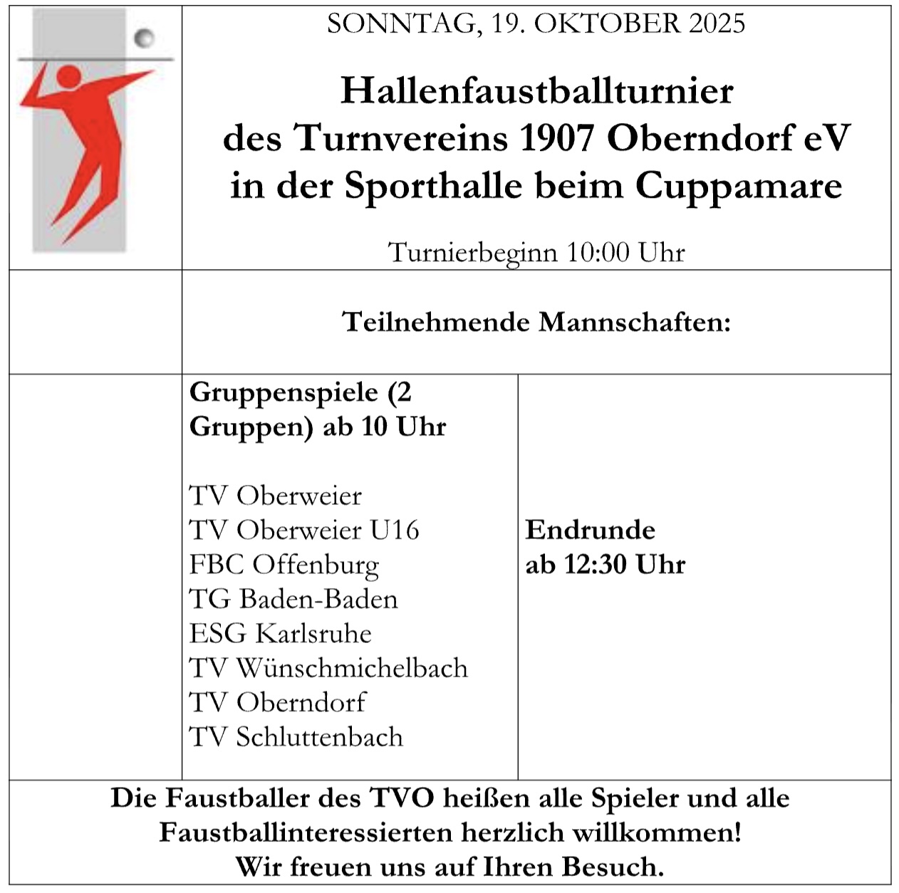 Faustballturnier des Turnvereins Oberndorf am Sonntag, 19. Oktober