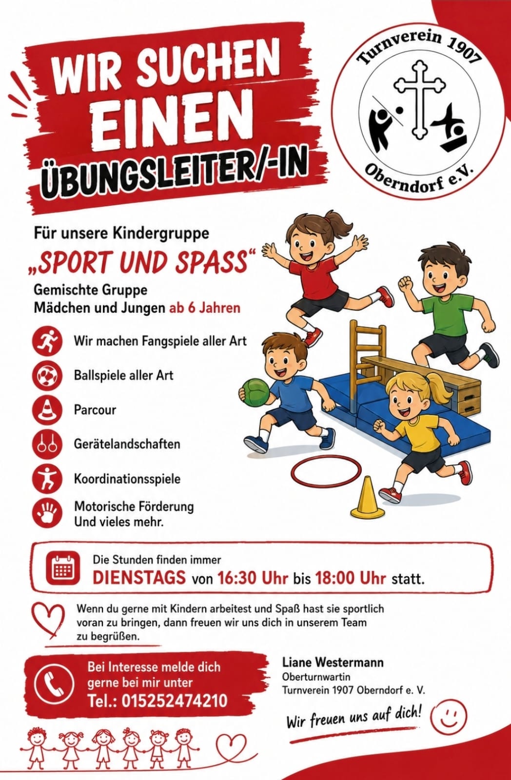 Wir suchen einen Übungsleiter/-in für unsere Kindergruppe „SPORT UND SPASS"